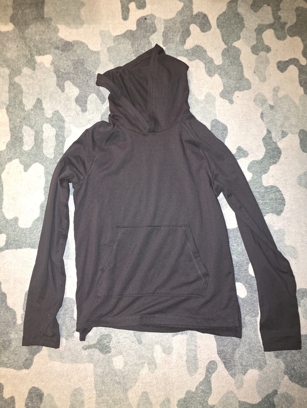 Boys Black Hooded Long-Sleeve Shirt